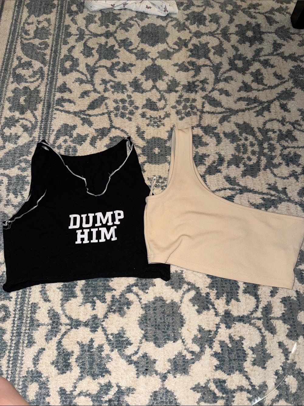 Black Graphic Crop Tank Top - "Dump Him"
